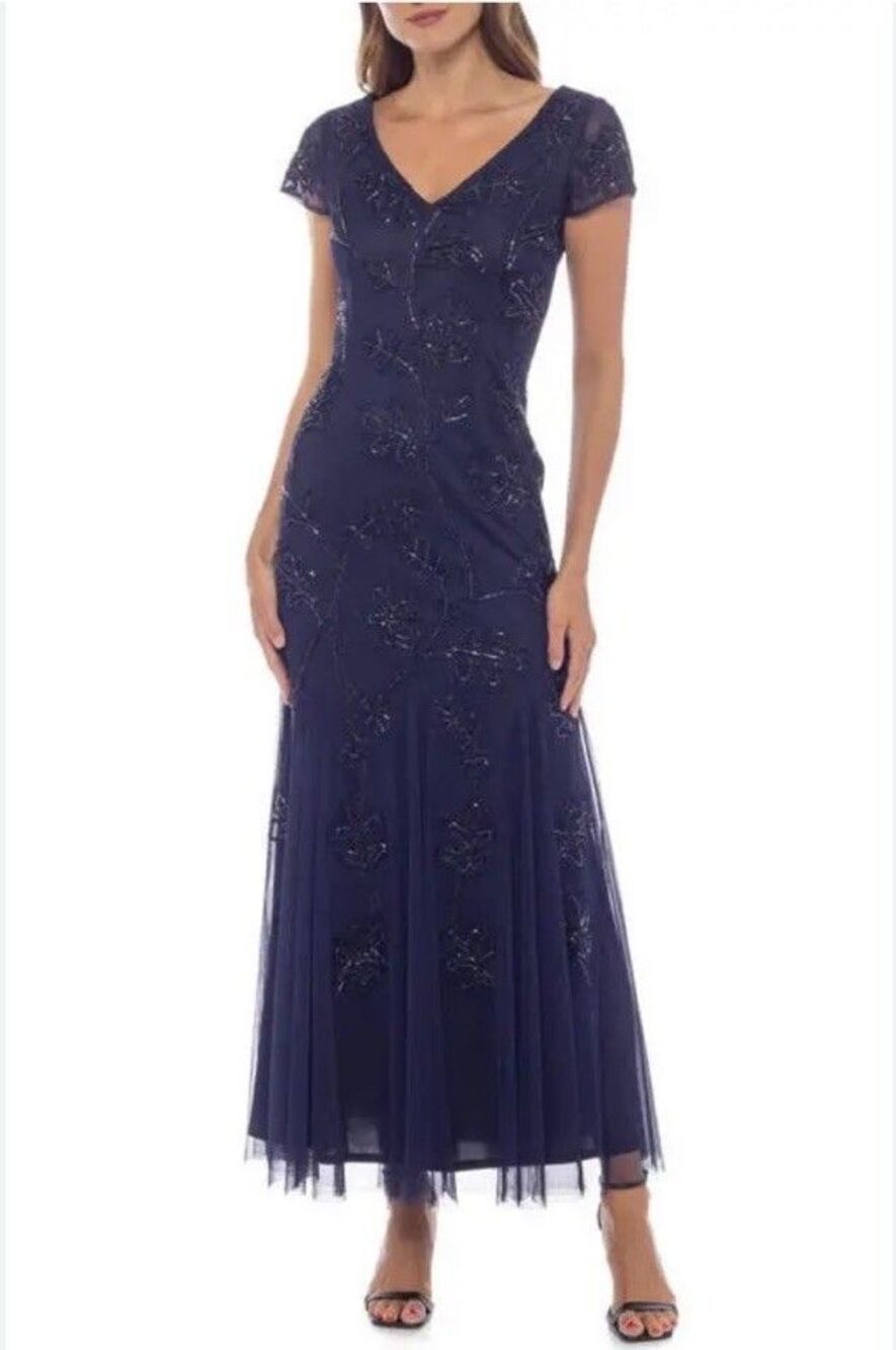 MARINA B Beaded V-Neck Gown Size 6